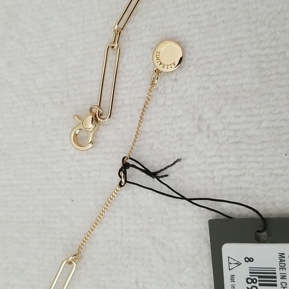 New ALLSAINTS Rose Quartz Large Link Pendant Necklace - Picture 5 of 11